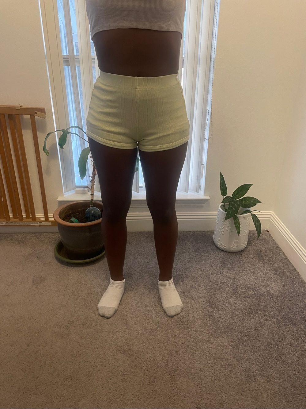 Zara Light Green Athletic Knit Shorts